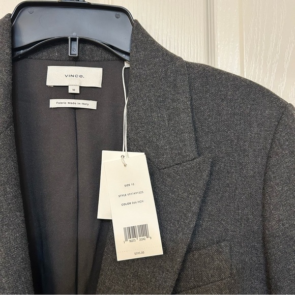 Vince One-Button Wool Blend Blazer in Heather Charcoal Size 10 - Picture 5 of 9